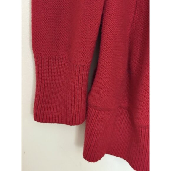 Talbots Women's 1X Red Open Front Sweater Lambswool Blend Cable Knit Cardigan - Picture 7 of 8
